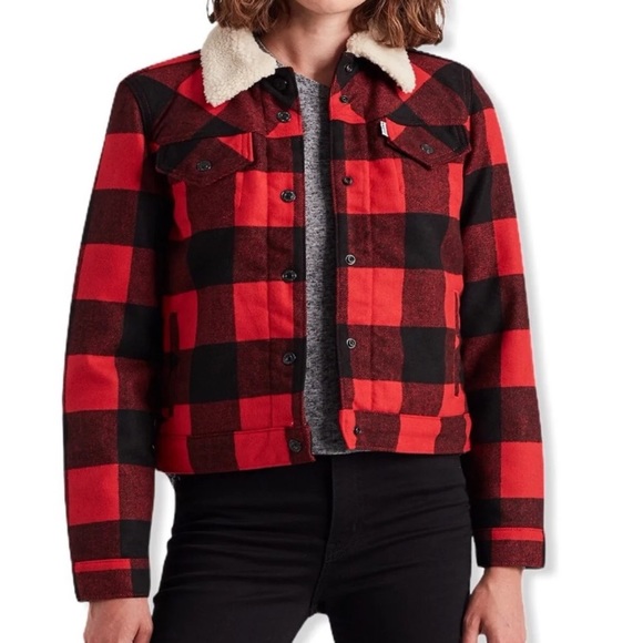 levis plaid sherpa